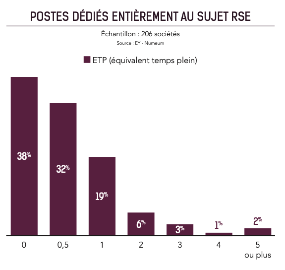 Nombre de postes dédiés à la RSE chez les éditeurs de logiciels français