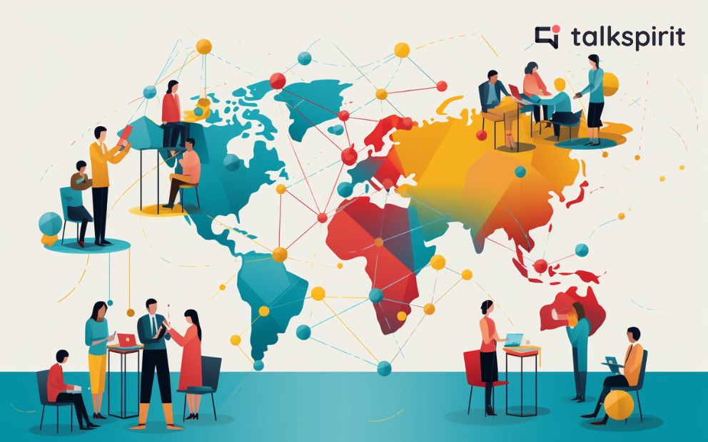 Une carte du monde illustrant les défis de la communication interculturelle en entreprise