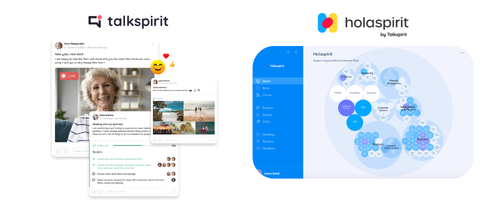 Talkspirit and Holaspirit offer many social and collaborative features for attracting and retaining talent