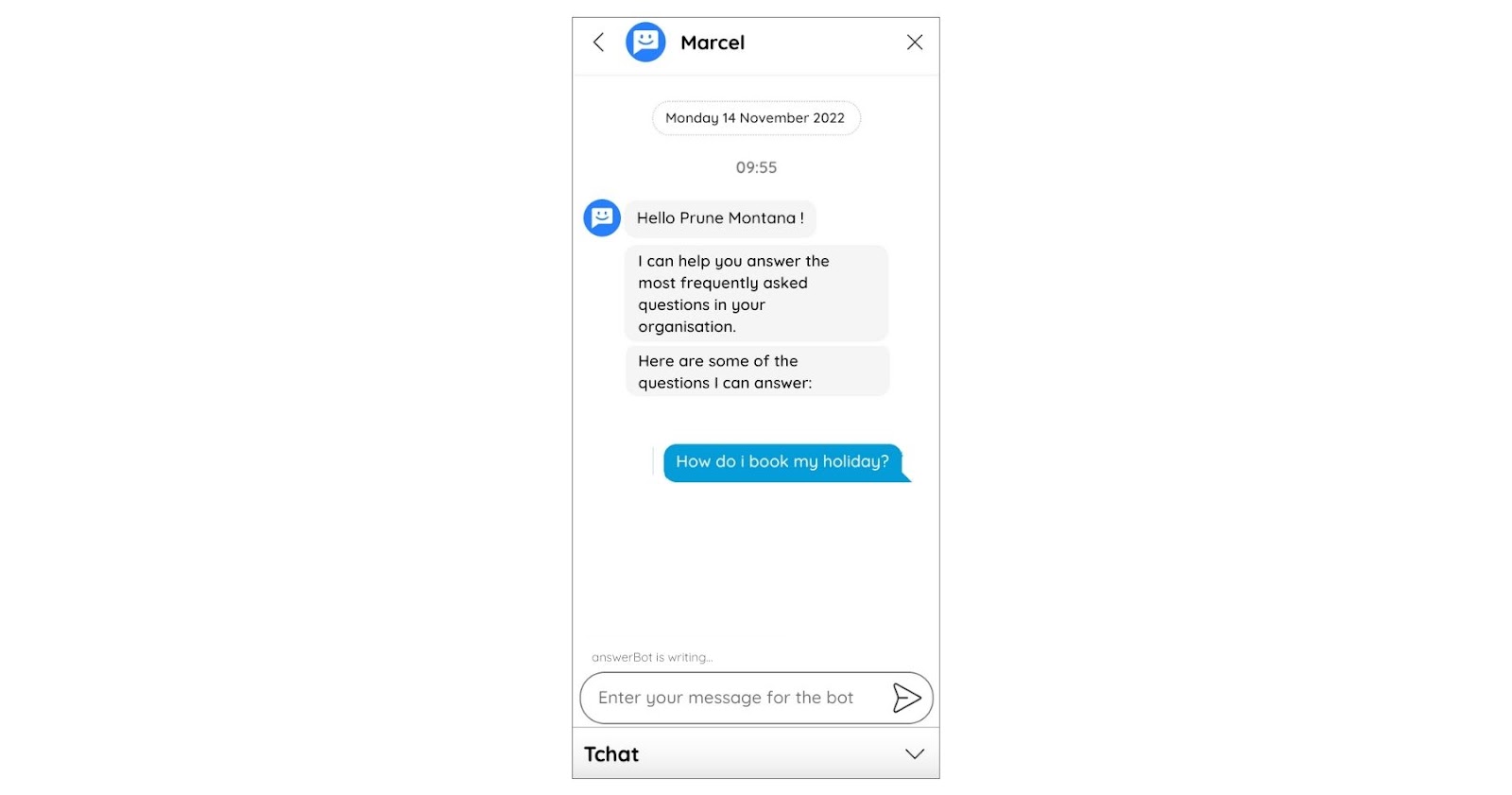 Chatbot FAQ on the Talkspirit platform on the article How will artificial intelligence transform the way we work?