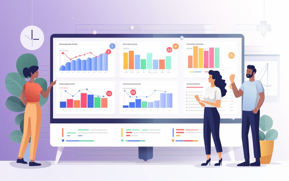 Une équipe analyse les principaux KPIs de la communication interne