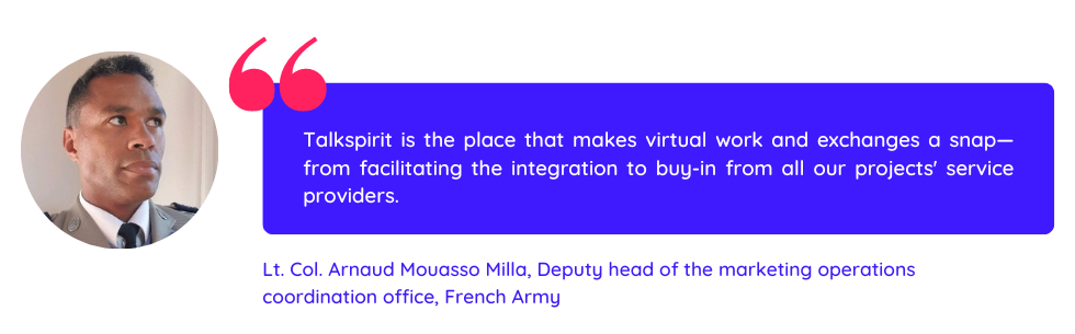 Quote from the French Army on Talkspirit's benefits