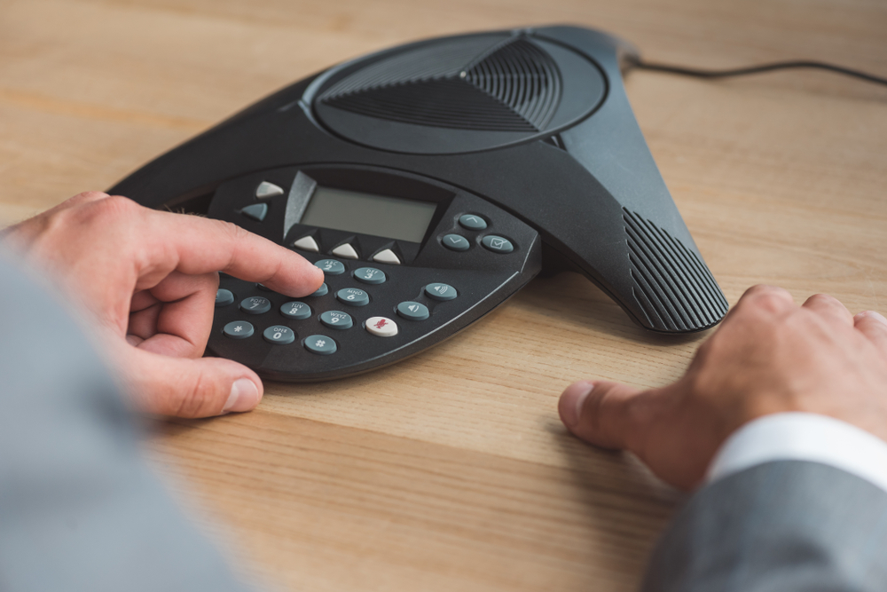 A conference phone is an essential piece of meeting room equipment